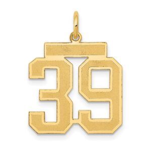 14k Yellow Gold, Jersey Collection, Medium Number 39 Pendant